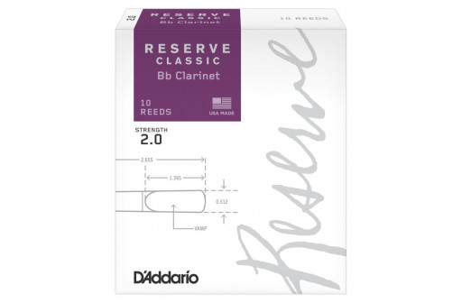 BOITE 10 ANCHES CLARINETTE SIB D'ADDARIO RESERVE CLASSIC N°2