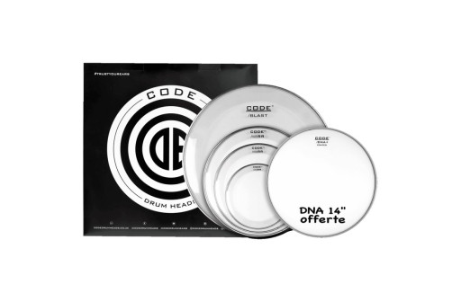 PACK PEAUX CODE DRUMHEADS TRANSPARENTE FUSION 10"/12"/14"/20"