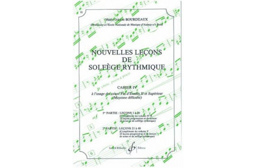 NOUVELLES LECONS DE SOLFEGE RYTHMIQUE VOL 4 FIN D'ETUDES 2 ET SUPERIEU