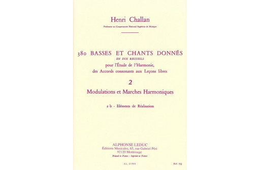 380 BASSES ET CHANTS DONNES VOL 2B ELEMENTS DE REALISATION